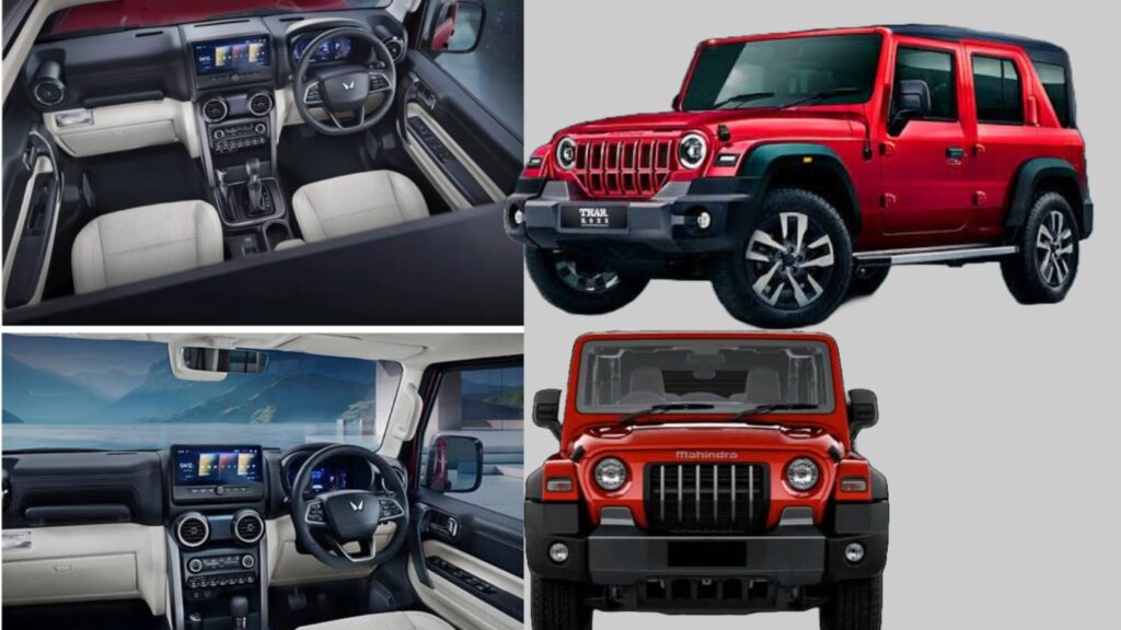 Exclusive launched in Thar Roxx 2024 : Mahindra Thar Roxx SUV launched in India Starting At ₹ 12.99 Lakh. red colours THAR ROXX inside view